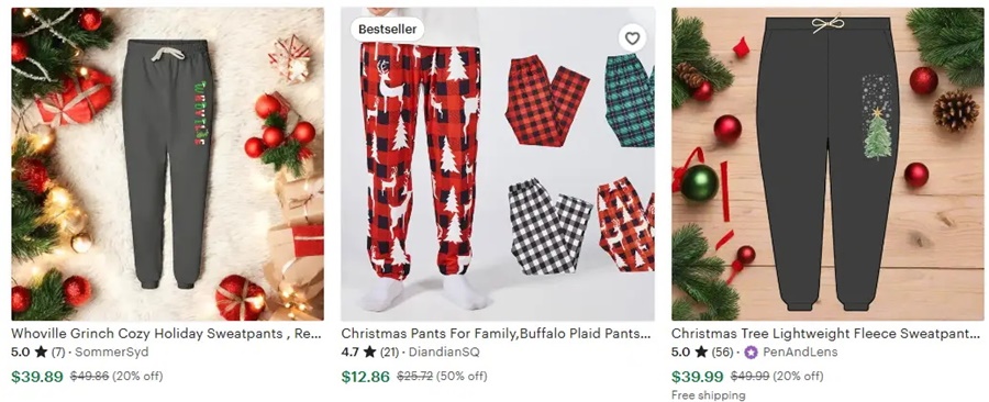 圣诞运动裤家居裤子设计主题之经典的圣诞图标