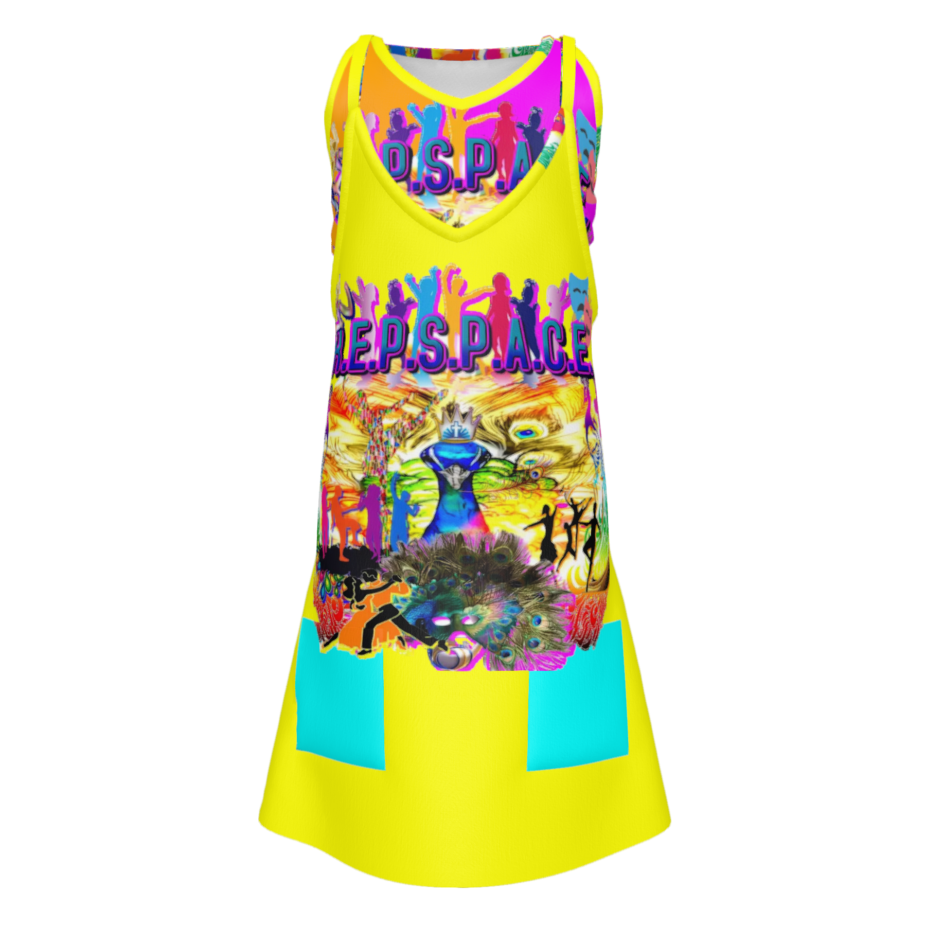 JNV REPSPACE TENNIS DRESS PINK AND ORANGE YELLOW MULTI LOGO