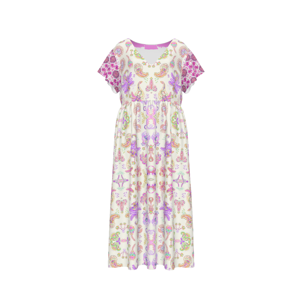 Design Women's Chiffon V-Neck Short Sleeve Loose Dress